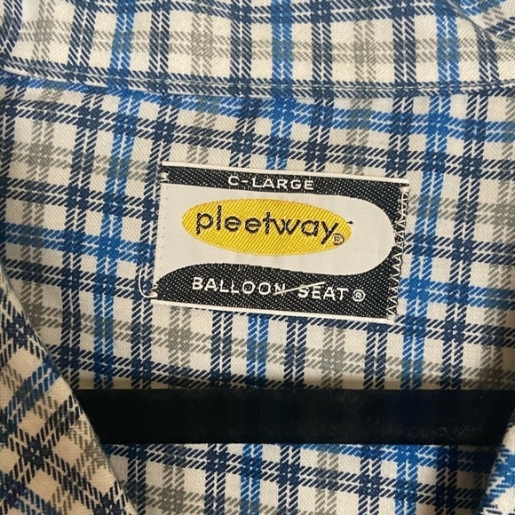 Pleetway Men’s Pajama Set Size Large Balloon Seat Plaid Blue and White - Picture 5 of 12